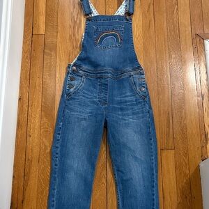 Boden Denim Overalls with Rainbow Embroidery girls size 11-12 youth